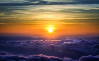 Above the clouds, nature, sunset, sky