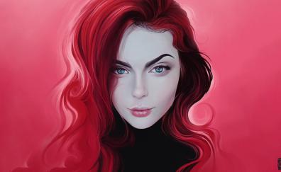 Redhead, gorgeous woman, art