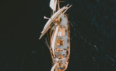Ship, aerial view, sea