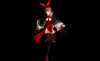 Minimal, original, anime girl, red dress
