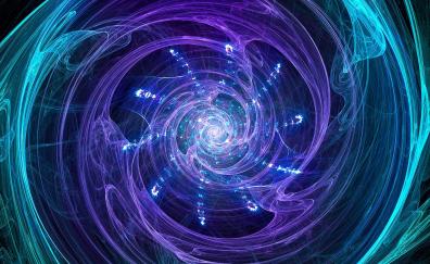 Circles, fractal, swirling effect, bright purple-blue