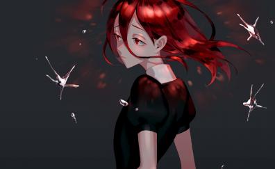 Cinnabar, red head, anime girl