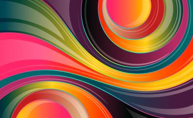 Colorful waves, lines, glossy and multicolor, abstract
