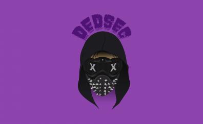 Dedsec, watch dogs 2, minimal, purple, video game