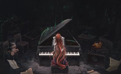 Monika, Doki Doki Literature Club!, piano, play