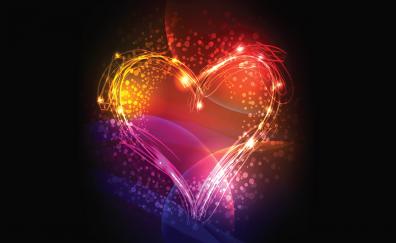 Heart, colorful, lights, abstract