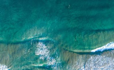 Waves, green sea, aerial view