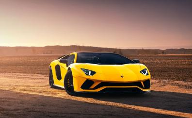 Lamborghini Aventador S, sports car, yellow