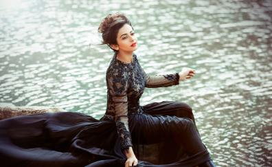 Rakul preet singh, black dress, outdoor, Telugu actress