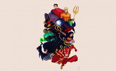 Justice league, cartoon, dc comics, artwork