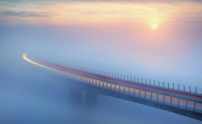 Bridge, mist, construction