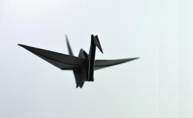 Origami, paper bird, black, minimal