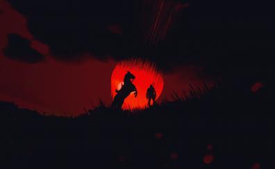 The Witcher 3: Wild Hunt, horse and warrior, silhouette