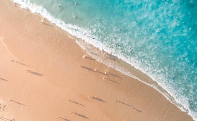 Aerial view, calm and peaceful beach, nature, summer