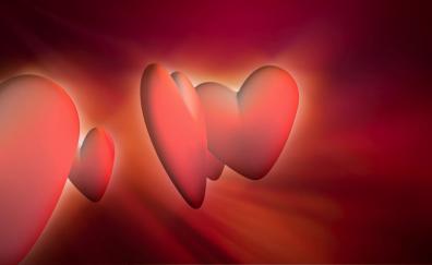 Red hearts, love, abstract