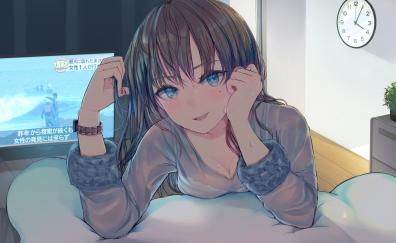 Blue eyes, cute, anime girl, beautiful, original