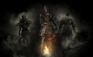 Dark souls, armored soldiers, game, dark