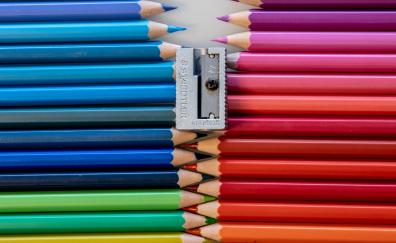 Colorful pencil, sharpener