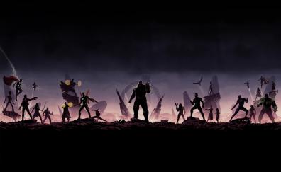 Avengers: infinity war, superhero, villain, Thanos, silhouette, artwork