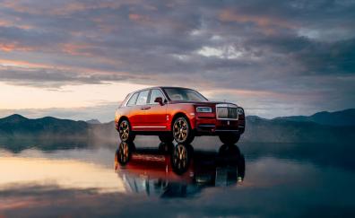Off-road, Rolls-Royce Cullinan, red luxury car