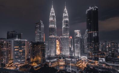 Twin tower, Petronas Towers, Kuala Lumpur, cityscape