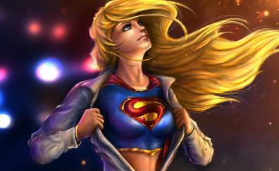 Beautiful and blonde, supergirl, artwork