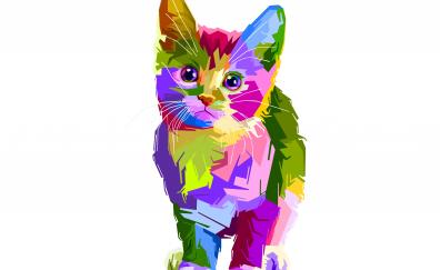 Colorful, kitten, art, cat