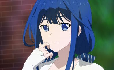 Aki Adagaki, cute, anime girl, blue hair