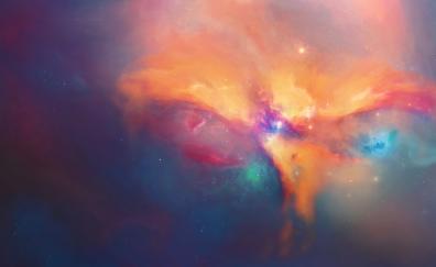 Cosmos, nebula, universe, colorful clouds, art