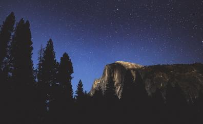 Yosemite valley, half dome, night