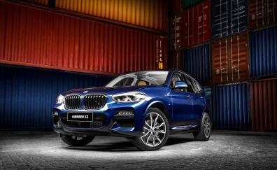 BMW X3, compact suv, blue