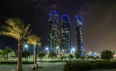 Night of city, Etihad Towers, Abu Dhabi, city