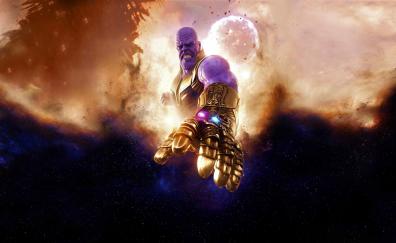 Thanos, clouds, Avengers: infinity war, villain, artwork