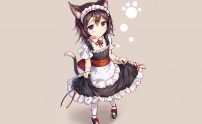 Cute, anime girl, maid, elf