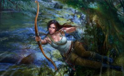 Tomb Raider, video game, archer, dive, art