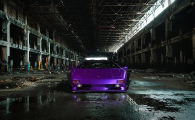 Purple car, sportcar, Lamborghini Diablo