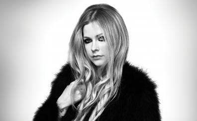 Avril Lavinge, famous singer, monochrome