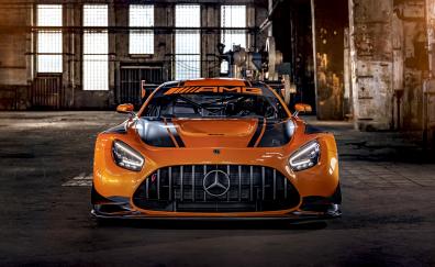 Mercedes-AMG GT3, orange car, 2019
