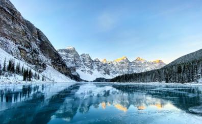 Moraine Lake, nature, reflections, forest, Canada
