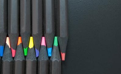Pencils, colorful tip, gray