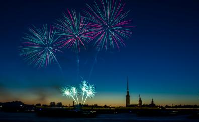 Celebrations, fireworks, sky, night