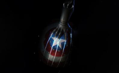 Black Panther, mark on captain America's shield, dark