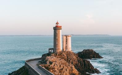 Lighthouse at coast, sea
