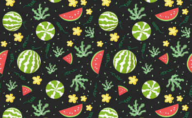 Watermelons, fruits, pattern, digital art