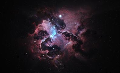 Nebula, dark, space, stars, clouds, art