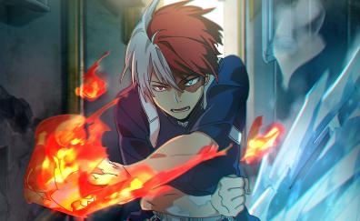 Shouto Todoroki, angry, My Hero Academia, anime boy