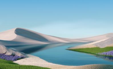 Windows 11, river, desert, landscape, stock