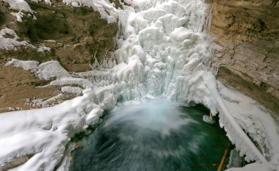 Frozen waterfall, nature, winter