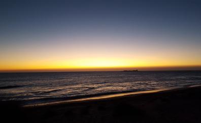 Sky, twilight, sunset, nature, beach, sea