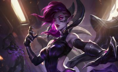 Morgana, League of Legends, violet hair, video game